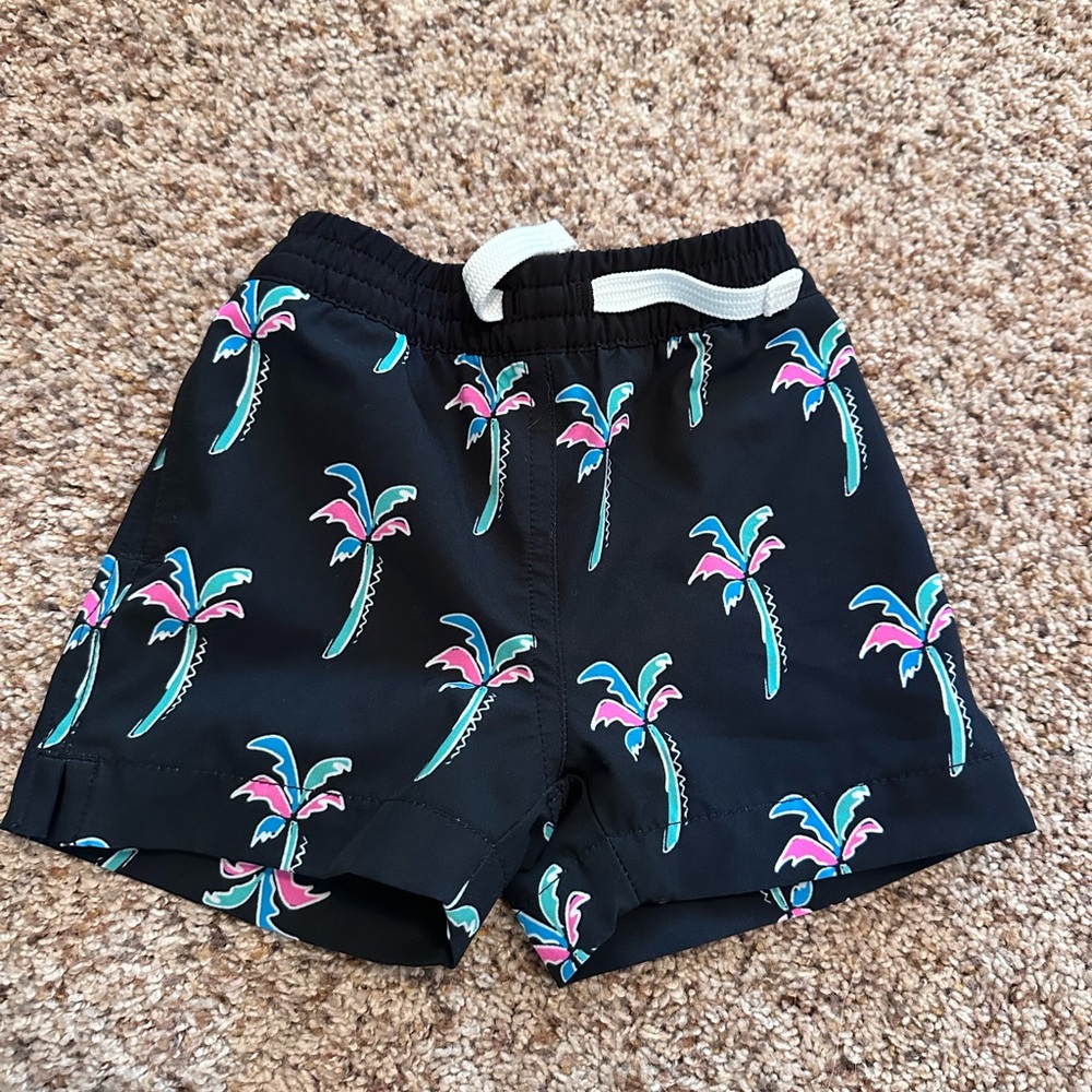 chubbies Black Swim Shorts with Teal & Pink Palm Trees